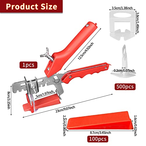 Miniatura 2 de B-055-A 601 Piezas De Cuñas Niveladoras Suelo Con Alicates Para Azulejos Con 500 Piezas De Pinzas Separadoras De Azulejos De 2 Mm Y 100 Piezas De Cuñas Reutilizables Y 1 Alicate Para Azulejos