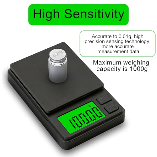 GeekerChip Feinwaage 0.01 g/1000 g,Digitale Küchenwaage,Tragbare Taschenwaage,Multifunktions Taschenwaage Gramm Waage,mit Lcd Display,für Lebensmittel,Schmuck,Medizin,Labor,Kaffee