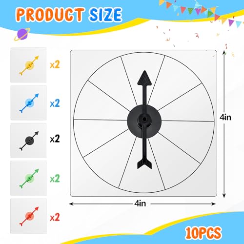 Image of Gejoy 10 Pack Transparent Spinners Bulk for Classroom Clear Spinners Dry Erase Math Game with Rotating Arrow (Multicolor)