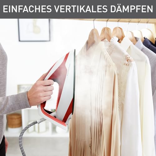 Tefal Express Power Dampfbügelstation, Kalk-Kollektor, Smart Temp-Technologie, 420 g/Min. Dampfstoß, 6,3-Bar-Druck, Eco-Modus, 1,8 L Wassertank, Bügeleisen mit Dampfstation, terrakotta, SV8110