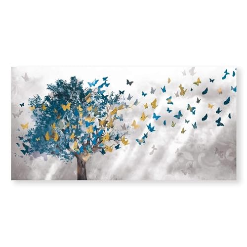 Impression nordique arbre bleu or papillon de haute qualité - 4