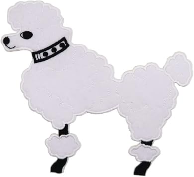 5.9" ReelFun White Poodle Skirts Costume Embroidered Iron On Patch 1950 Dress for Women DIY