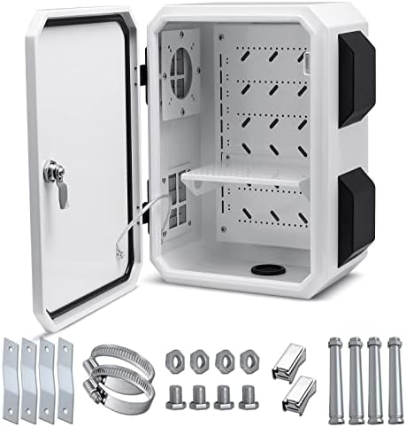 Octide New Upgraded Outdoor Electrical Box, IP65 Waterproof, Cold-Rolled Steel Plate, Aluminum Alloy Back Beam, One-Piece Ventilation Design, Wall/Pole Mounted. (15.7" x 11.8" x 7.9")