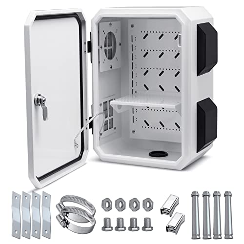 Octide New Upgraded Outdoor Electrical Box, Ip65 Waterproof, Cold-Rolled Steel Plate, Aluminum Alloy Back Beam, One-Piece Ventilation Design, Wall/Pole Mounted. (15.7" X 11.8" X 7.9") #TOP29