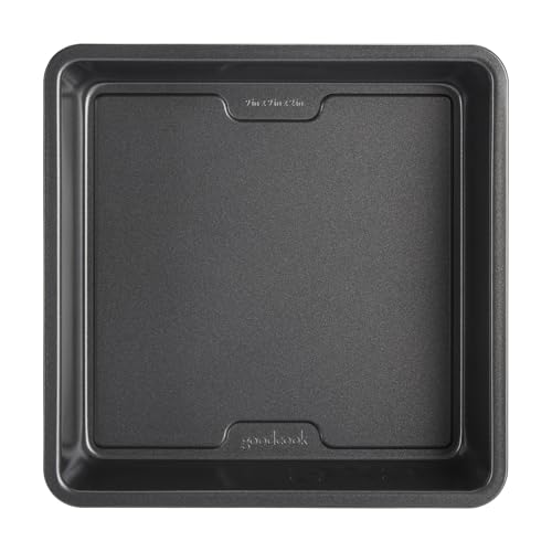 GoodCook PRO Square Cake Pan Nonstick Warp & Scratch-Resistant Dishwasher-Safe Carbon Steel Construction for Even Baking Oven Safe to 480°F, 9 x 9-Inch, Gray