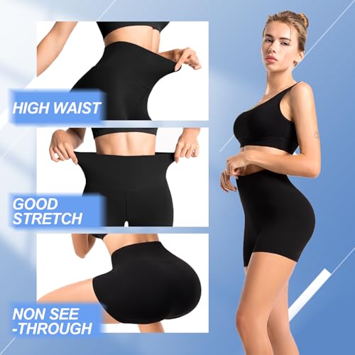 2 Pack Biker Shorts for Women 2.5" High Waisted Gym Shorts for Yoga Workout2