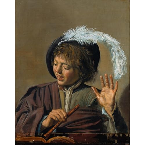 Impression giclée Frans Hals Garçon chantant avec flûte, grande toile roulée de 101x127 cm