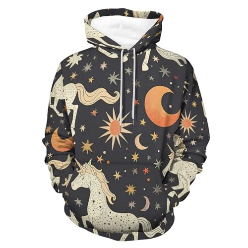Sweat à capuche licorne blanche lune hoodie unisexe taille S