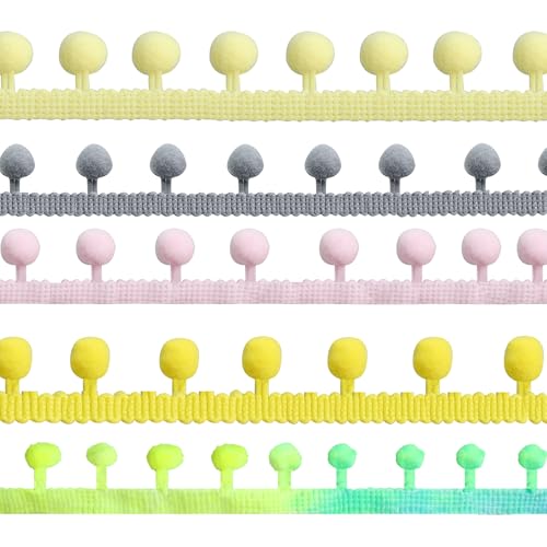 pson 20 Yards Pom Pom Trim Ball Fringe Ribbon, Pink Ribbon Sewing Tassel Ball Applique for DIY, Sewing, Crafts, Decoration - Thumbnail 5