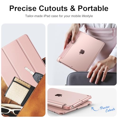 FINTIE Case Compatible with iPad 6th Generation (2018) / iPad 5th Generation (2017) 9.7 inch, Slim Cover with Frosted Back w/Pencil Holder, Support Auto Wake/Sleep, Rose Gold - Image 7