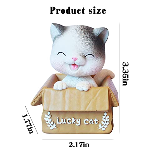 Car Dashboard Shaking Dog Adornments - 1Pcs Car Bobbleheads Shake Head Toy Bobble Dog Resin Simulation For Car Vehicle Decoration Home (Squinting Cat) #TOP1