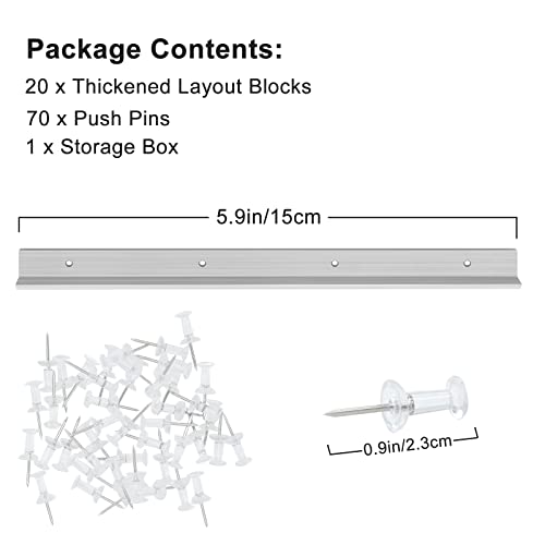 Zawagiik Layout Block System For Stained Glass Panels 6" Pack Of 20 Layout Block System For Stained Glass Supplies And Tools With 70 Push Pins For Stained Glass Making Craft #TOP1