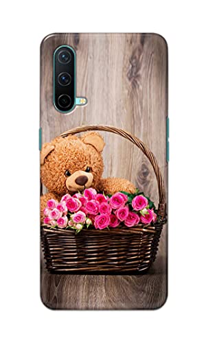 Image of PRINTFIDAA Roses and Teddy Bear in The Wicker Hard Back Cover for OnePlus Nord CE 5G (2021), OnePlus Nord Core Edition 5G (2021) Back Cover -(P6) KAT1004