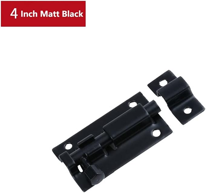 Sliding Door Locks Stainless Steel, Door Latch 4-Inch Slide Lock Barrel Bolt, Security Sliding Latch Lock Bedroom Door Lock with Screws, Matt Black 2 pcs