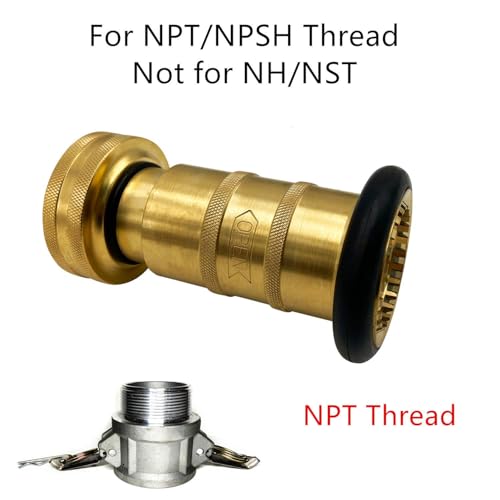 Image of SAFBY Fire Hose Nozzle Brass Fire Equipment Spray Jet Fog (1.5 inch NPT /NPSH)