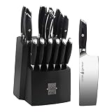 TUO Vegetable Cleaver 7 inch & Kitchen Knife Set 17 pcs - Chinese Cleaver Chef Knife - German HC Ste