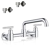 FORIOUS Wall Mount Kitchen Faucet, Adjustable 8 Inch Center ...