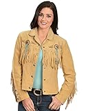 Scully Women's Fringe And Beaded Boar Suede Leather Jacket Chamois Small