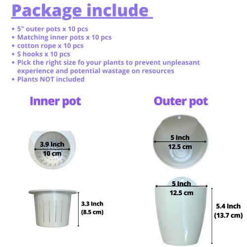 Lalagreen Wall Planters For Indoor Plants - 10 Pack, 5 Inch Self Watering Plastic Wall Pot, White Wall Mounted Eco Wall Planter System Living Hanging Wall Planter Trendy Live Wall Garden For Herb #TOP1