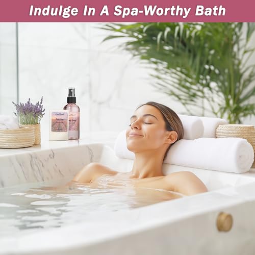 Bath Spa Gift Sets - Luxury Basket With Rose Oil & Orchid - Spa Kit Includes Wash, Bubble Bath, Lotion, Bath Salts, Body Scrub, Body Spray, Shower Puff, Bathbombs, Soap and Towel