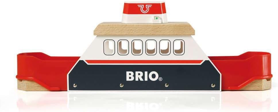 BRIO World 33569 - Ferry Ship - 3 Piece Wooden Toy Train Set for Kids | Interactive Light and Sound Features | Compatible with All BRIO Train Tracks | Ideal for Ages 3 and Up