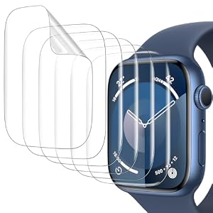 Misxi 6 Stück Schutzfolie für Apple Watch Series 9 Series 8 Series 7 41mm, Flexible TPU-Folie mit Kratzschutz, Selbstheilungsfunktion und Blasenfreier Installation, HD-klare Abdeckung