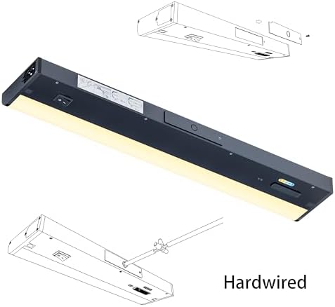 Hand Wave Motion Sensor Under Cabinet Lighting Plug in or Hardwired, 12 Inch Black 120V 5CCT Color Selectable Under Counter Lights, Dimmable Under Cabinet Lights for Kitchen (2, 12 INCH)