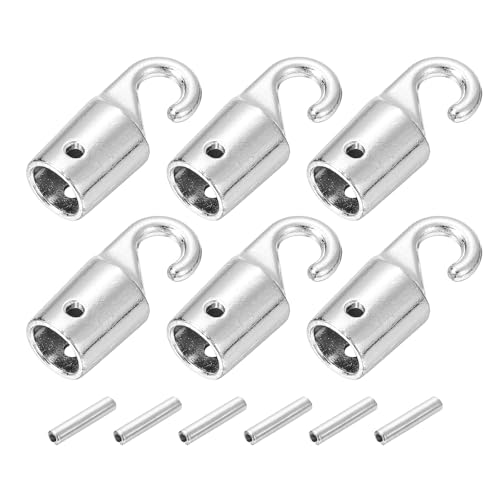 uxcell Blind Wand Hook,6Pcs 1.1" x 0.3" - Alloy Vertical Blinds Replacement Parts, Tilt Wand Rotating Tip Hook Repair for Broken Blind Parts (Silver)