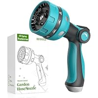 HFDSXS Heavy-Duty Metal Garden Hose Nozzle with 10 Spray Patterns