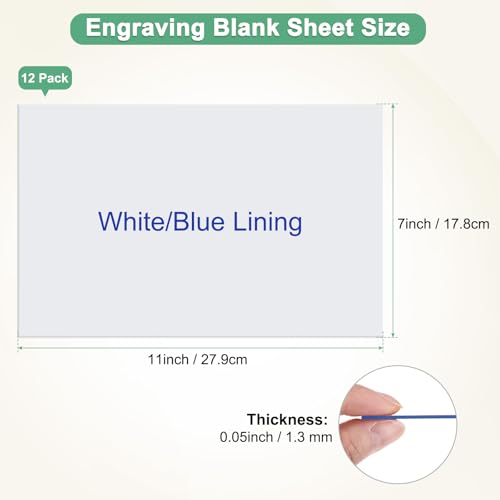 Image of M METERXITY 12-Pack Double Color Laser Engraving Blanks 7x11 Inch,1.3mm Thick ABS Plastic Sheet Engraved Material for Name Plate /Yard Signs /Laser Cutting /DIY Carving /Craft[White /Blue]
