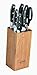 RÖSLE CUISINE ceppo portacoltelli da 7 pezzi, di alta qualità, in legno di bambù, con 5 coltelli affilati e forbici da cucina, in acciaio speciale per lame, protezione delle dita