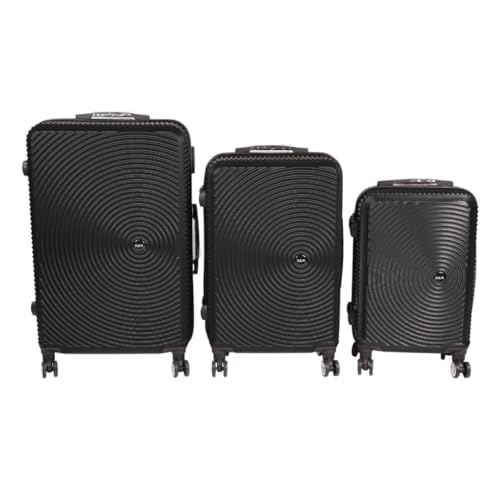 Juego de Maletas de Viaje 3 Piezas ABS | Cabina 20” (57x37x21 cm), 24” (67x44x26 cm) y 28” (77x50x30 cm) | Rígidas con 4 Ruedas 360°, Cerradura de Combinación y Diseño Reforzado (NEGRO)