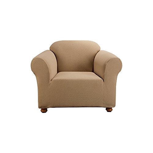 SureFit SF44259 Simple Stretch Subway Chair Slipcover, Taupe, 1 Piece