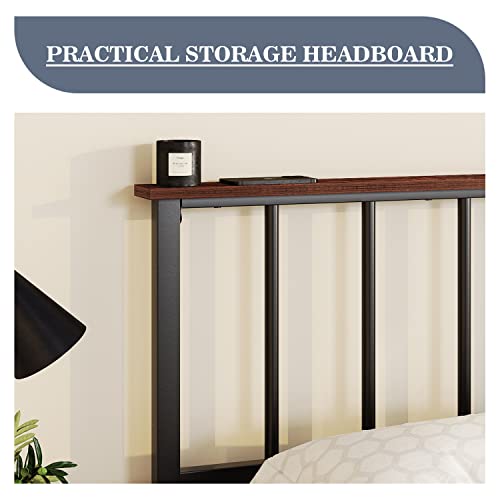 Allewie Heavy Duty Queen Size Platform Bed Frame With Headboard, Metal Slats Support Mattress Foundation, No Box Spring Needed, Under Bed For Storage, Easy Assembly, Noise-Free, Black #TOP3