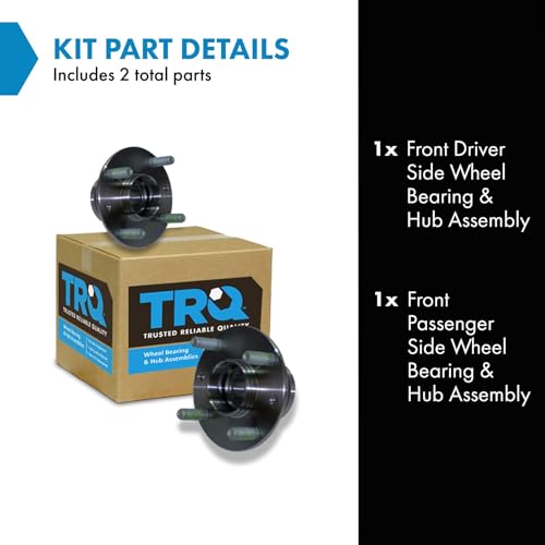 Image of TRQ Front Driver and Passenger Side Wheel Bearing and Hub Assembly Set 2 Piece Compatible with 1991-1997 Mazda Miata 4 Wheel ABS 1999-2005 Miata