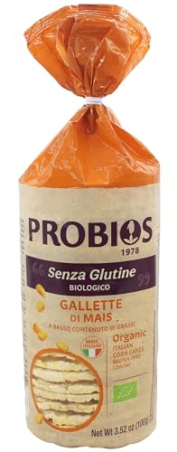Probios gallette di mais biologiche con sale - gallette croccanti e gustose senza glutine - fonte di fibre e proteine vegetali - confezione da 12 x 100g