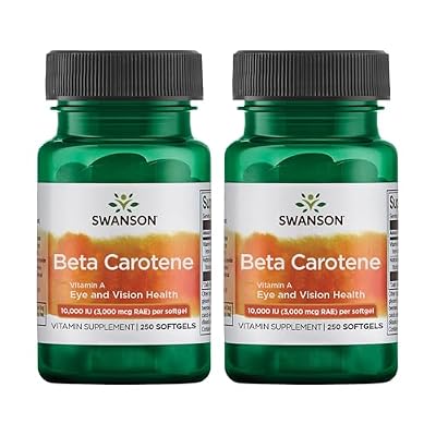 Swanson Beta-Carotene - Vitamin A Supplement Promoting Immune Health, Eye & Skin Health - Natural Wellness Formula - (250 Softgels, 3000mcg Each) (2 Pack)