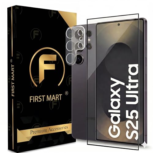 Image of FIRST MART Tempered Glass for Samsung Galaxy S25 Ultra with Clear Camera Lens Protector & Installation Kit | HD Clear, Edge-to-Edge, Scratch Resistant, Case-Friendly | Pack of 1