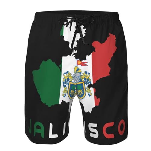 Jalisco Mexico State Flag Men's Swim Trunks Quick Dry Swimwear Beach Shorts with Mesh Lining and Pockets4