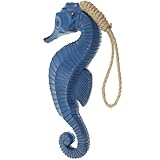 ULTECHNOVO Colgante de Pared de Caballito de Mar Azul Oscuro de Madera Maciza, Adorno Rústico para Decoración Náutica en Salón, Dormitorio y Espacios Estilo Mediterráneo