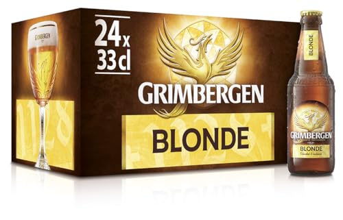 Grimbergen Blonde, Cassa con 24 Bottiglie da 33cl, Birra d'Abbazia Blonde Ale, Gusto Morbido e Fruttato, Gradazione Alcolica 6.7% Vol.