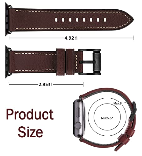 Image of HUAFIY Compatible for Apple Watch Bands 42mm 44mm45mm46mm 49mm 38mm 40mm41mm, Genuine Leather Band Strap for iWatch Series 11 /10 /9 /8,7,6,5,4,3,2,1, Ultra3 2 1
