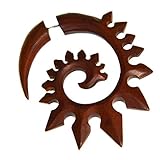  Tribal Faux Piercing Spirale Pip bois main Chic-Net sculpté en bois Sono unisexe en acier inoxydable organique