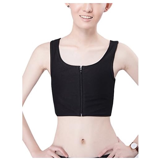 FEOYA Ventilerande cosplay body shaper korsett väst tomboy bröst binder trans tank topp fram med dragkedja – svart