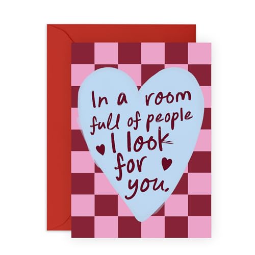 CENTRAL 23 Romantic Looking For You Card – Sweet Love Message – Greetings For Partner Wife Husband Boyfriend Girlfriend Fiancé Lover - Comes with Stickers