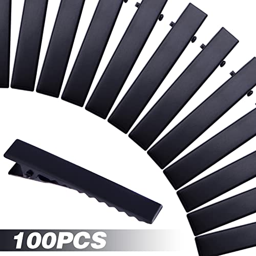 100Pcs Metal Alligator Hair Clips Flat Top With Teeth Single Prong Hairpins Sectioning Hairdressing Salon Clips For Women Girls Hairbow Diy Art Craft Projects, Black #TOP1