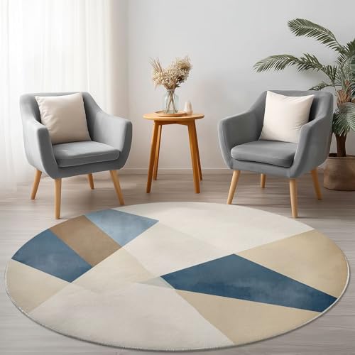 Alfombra moderna para dormitorio y sala de estar redonda de 245 cm estilo vintage suave 6