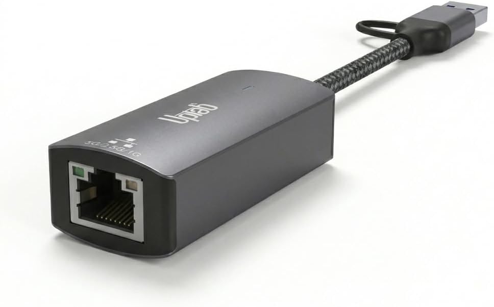 UPTab USB-C & USB-A to 5Gbps Ethernet Adapter, USB 3.2 RJ45 Network Adapter with Realtek RTL8157, Plug and Play, Compatible with Windows, macOS, ChromeOS & Linux