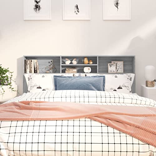Festnight Tete de lit 180 cm Tête de lit avec Rangement Têtes de lit pour Adulte Armoire de Tête de Lit Murale Meuble de Chambre-Sonoma gris-180 x 19 x...