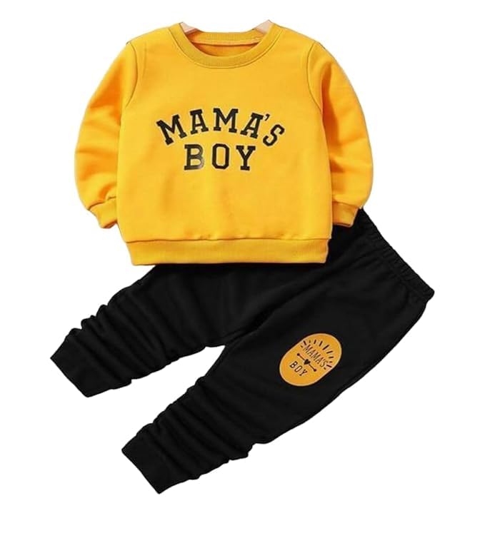 NM MELLOW NOVA Boy's Cotton Full Sleeves Printed Sweatshirt with Joggers Set | Baby Boy Regular Fit Cotton Sweatshirt and Pyjamas Set | Kids Dress for Boys